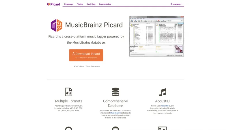 Homepage of MusicBrainz Picard