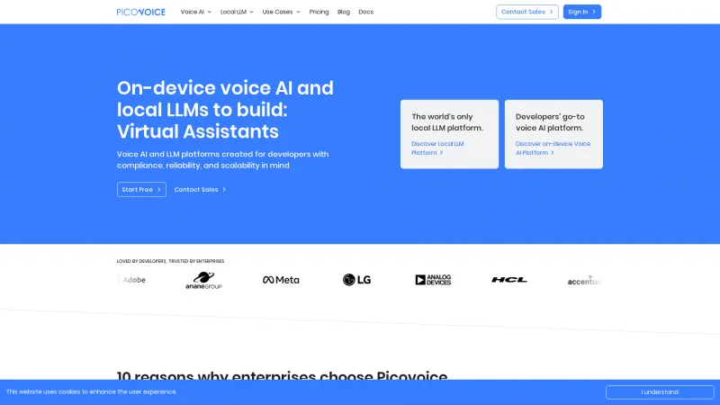 Homepage of Picovoice