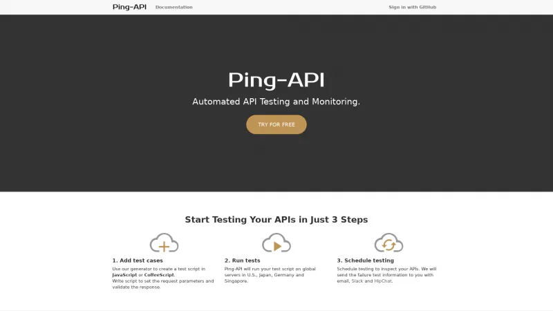 Homepage of Ping-API