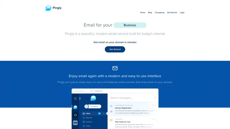 Homepage of Pingly