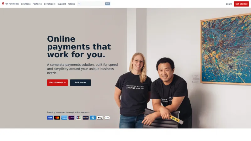 Homepage of Pin Payments