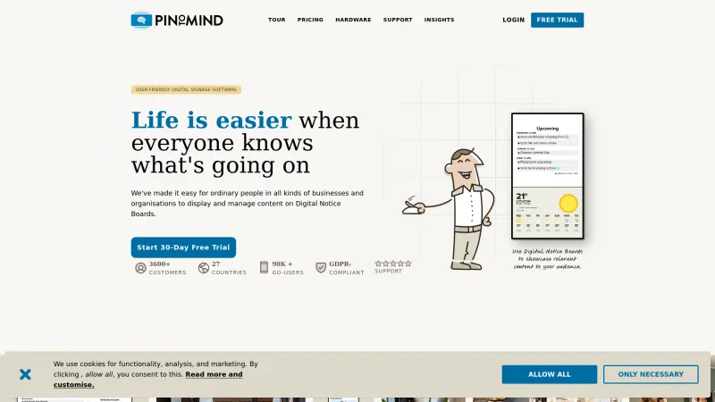 Homepage of PinToMind