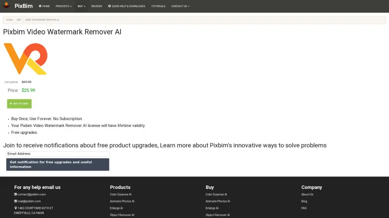 Homepage of Pixbim Video Watermark Remover AI