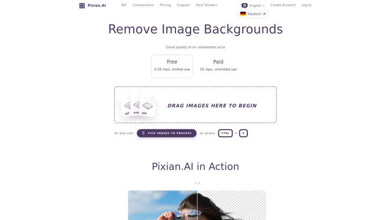 Homepage of Pixian.AI