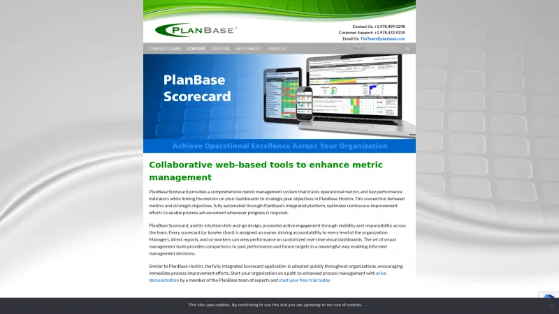 Homepage of PlanBase Scorecard