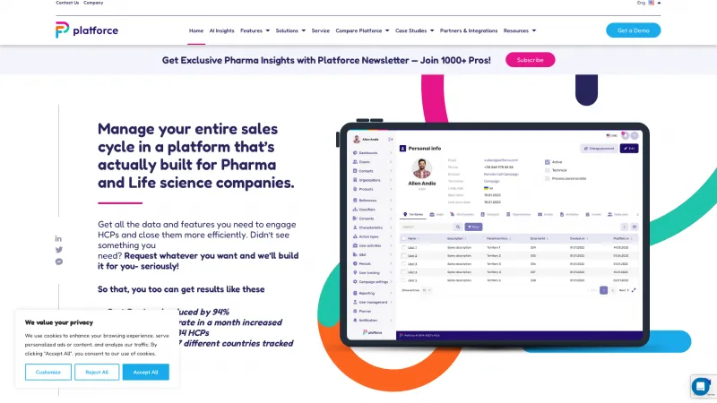 Homepage of Platforce CRM