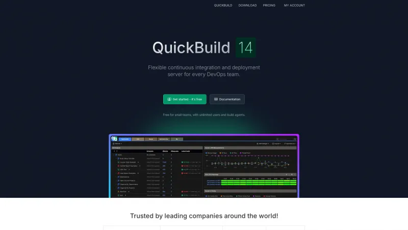 Homepage of QuickBuild