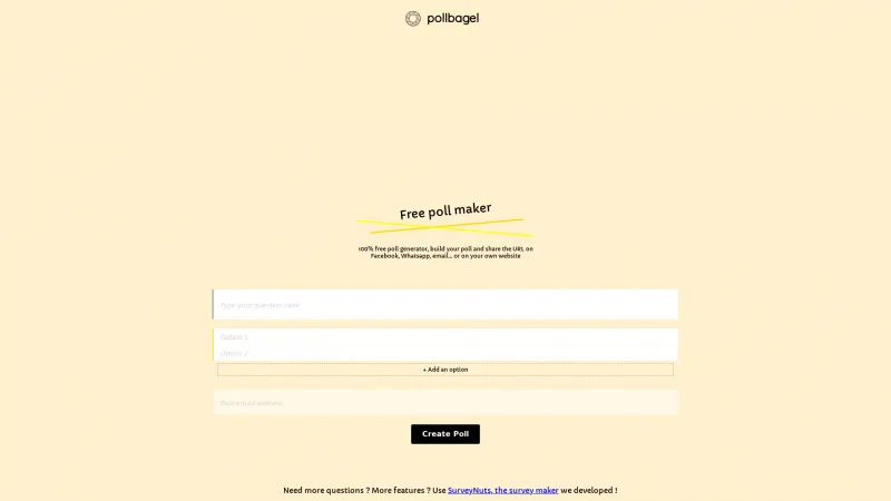 Homepage of PollBagel