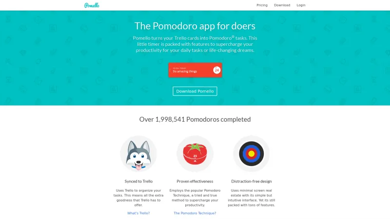 Homepage of Pomello