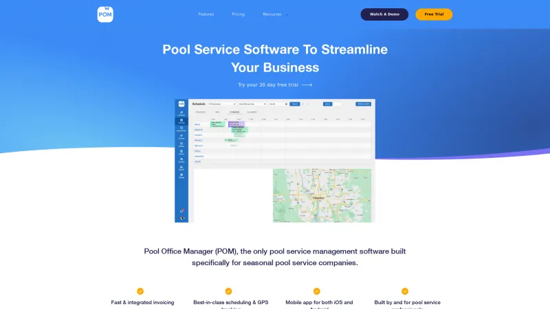 Homepage of Pool Office Manager