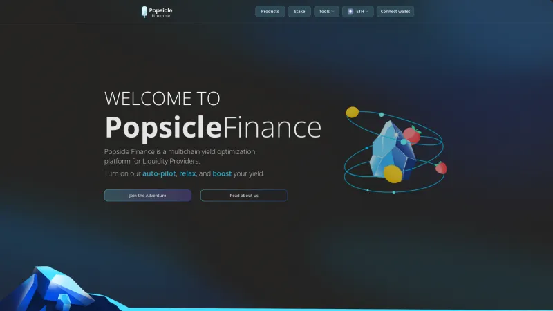 Homepage of Popsicle Finance