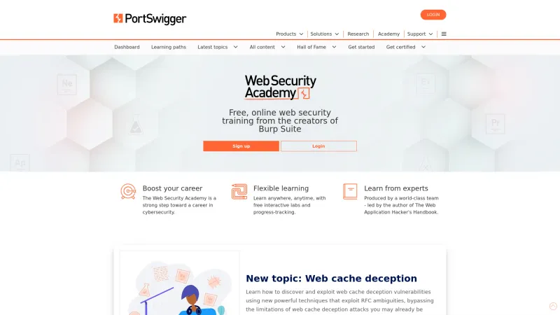 Homepage of PortSwigger Web Security Academy