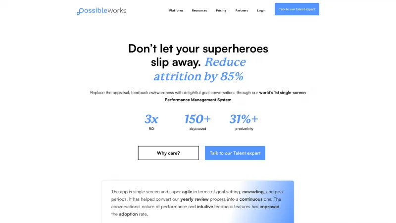 Homepage of PossibleWorks