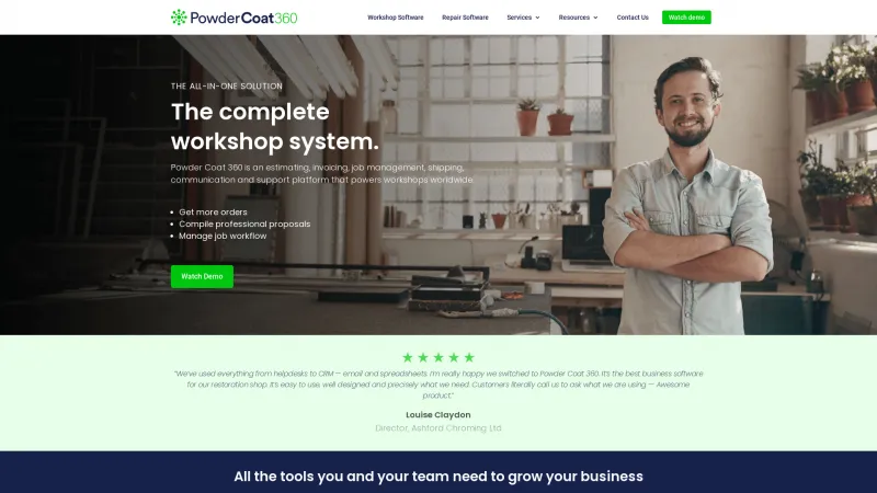 Homepage of Powder Coat 360