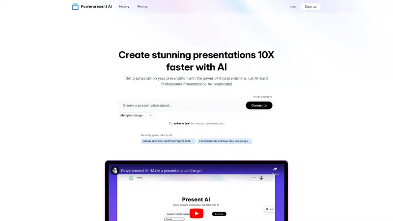 Homepage of Powerpresent AI