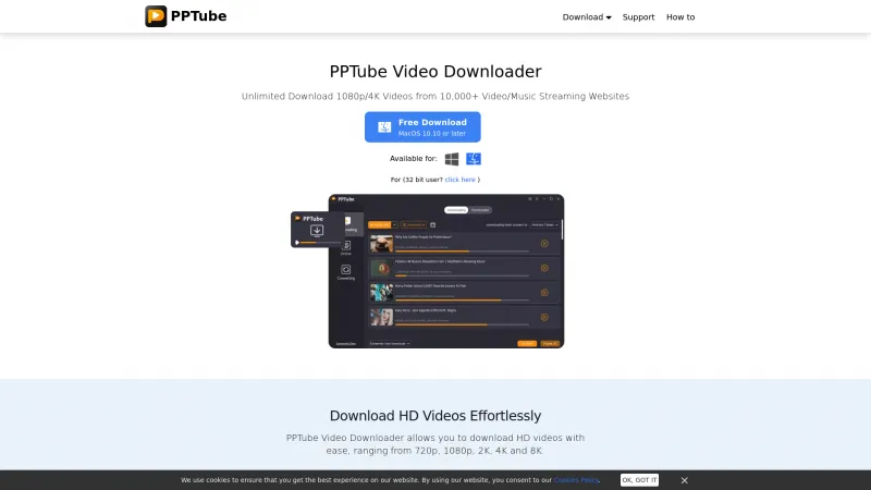 Homepage of PPTube Video Downloader