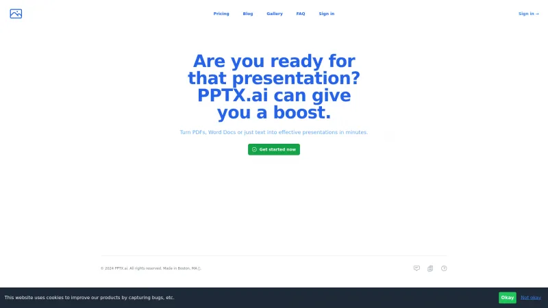 Homepage of PPTX.ai