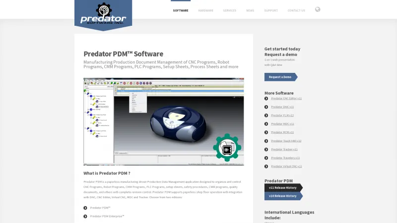 Homepage of Predator PDM