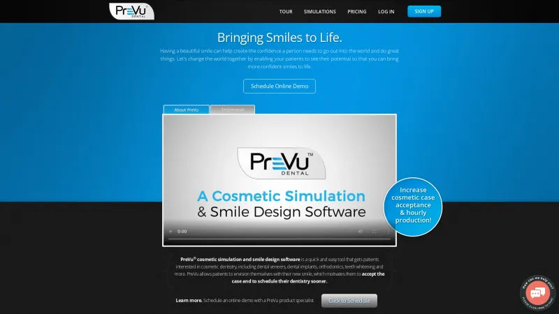 Homepage of PreVu Dental