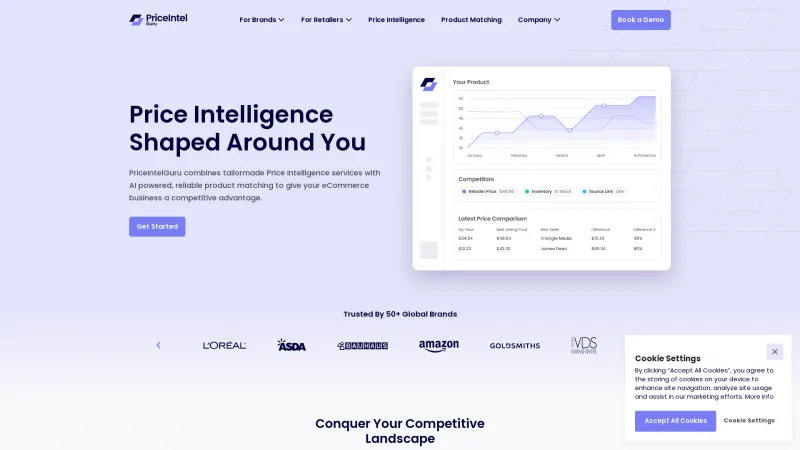 Homepage of PriceIntelGuru