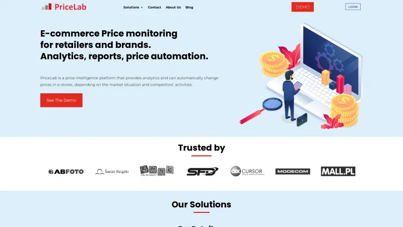 Homepage of PriceLab