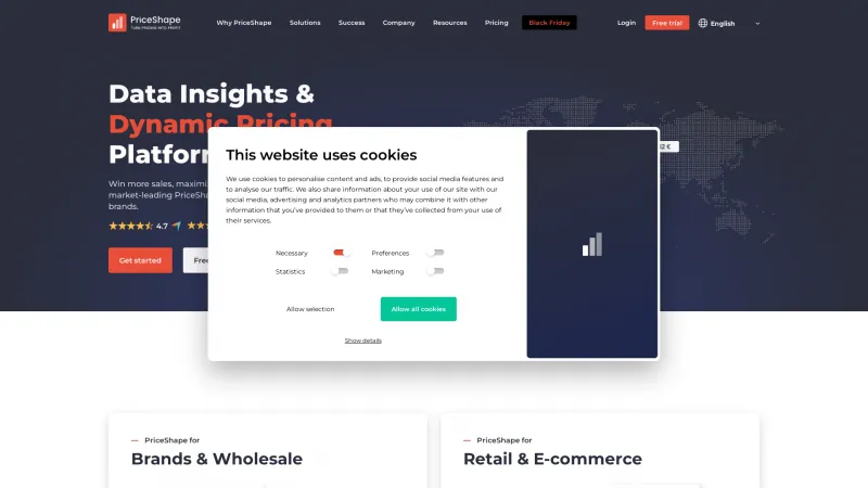 Homepage of PriceShape