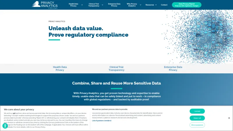 Homepage of Privacy Analytics