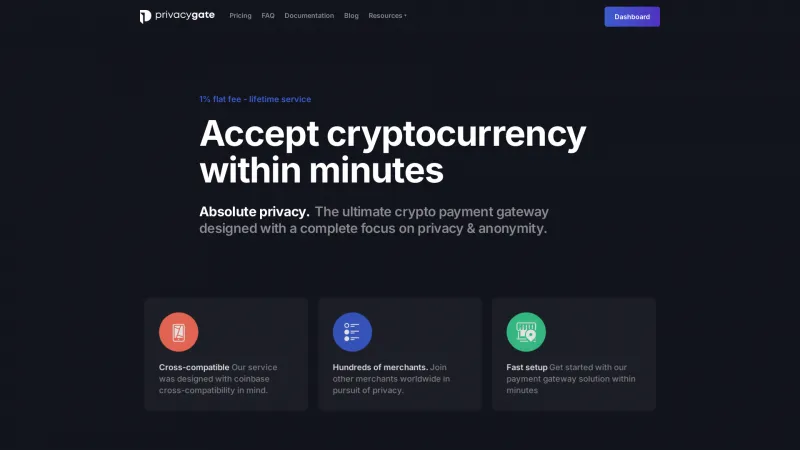 Homepage of PrivacyGate