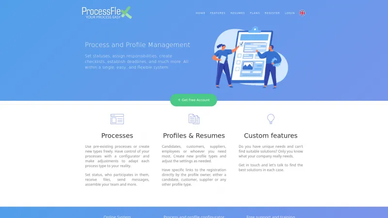 Homepage of ProcessFlex