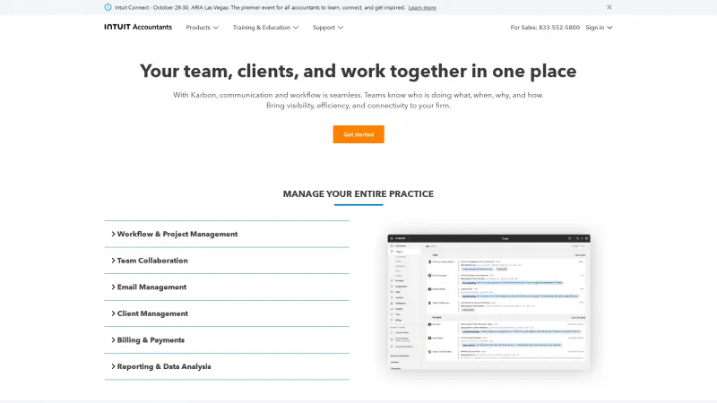 Homepage of Intuit Practice Management