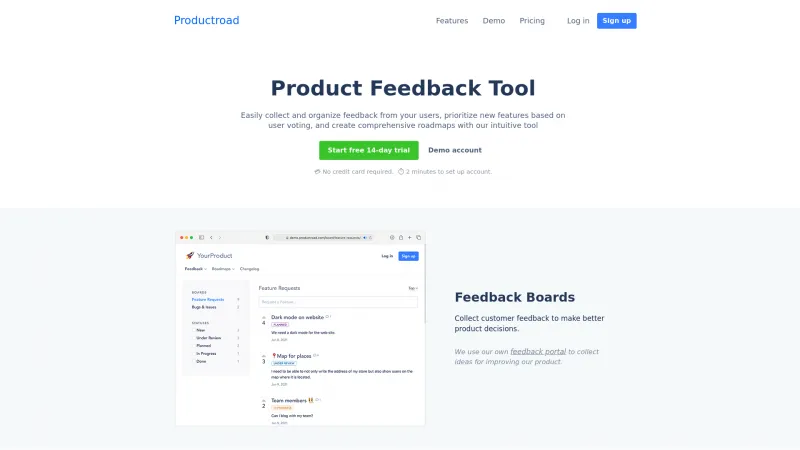 Homepage of Productroad