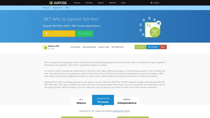 Homepage of Aspose.TeX for .NET