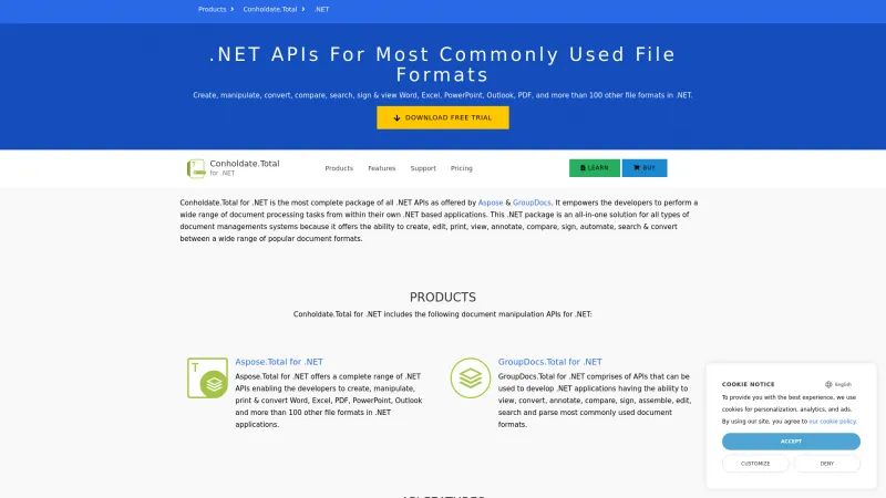 Homepage of Conholdate.Total For .NET