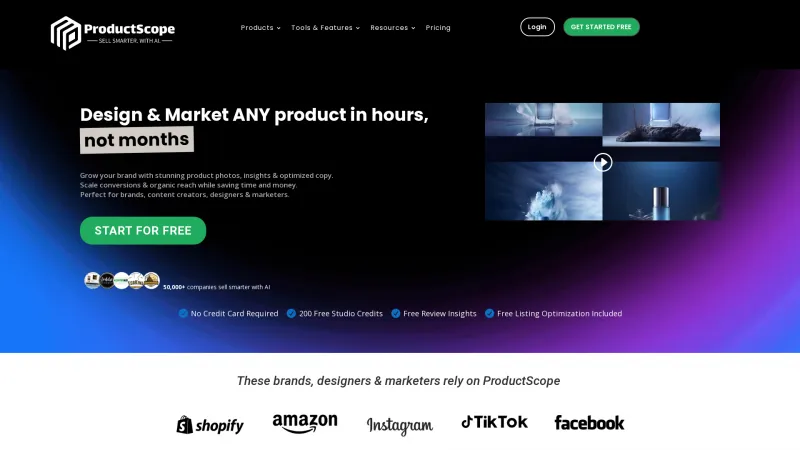 Homepage of ProductScope AI