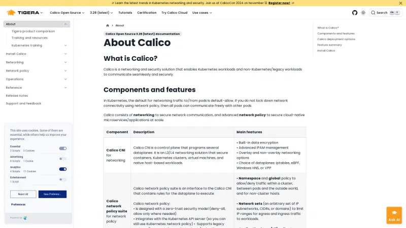 Homepage of Project Calico