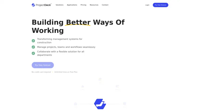 Homepage of ProjectDeck