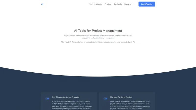 Homepage of Project Planner