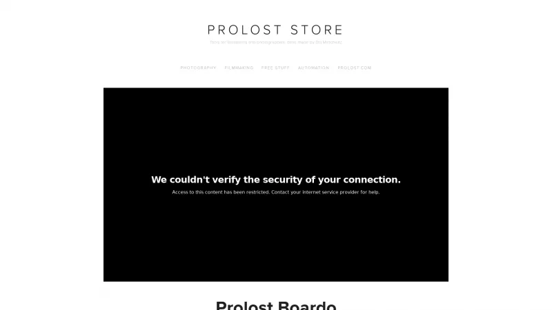 Homepage of Prolost Boardo