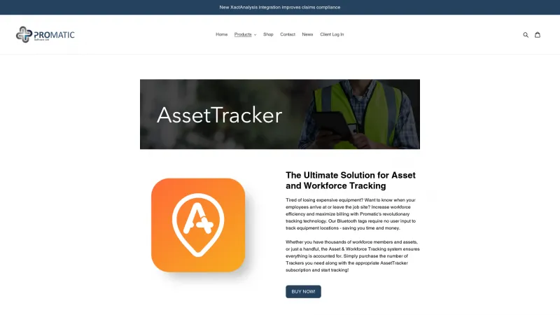 Homepage of AssetTracker