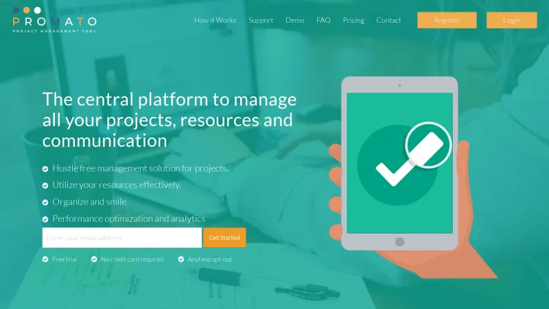 Homepage of Promato