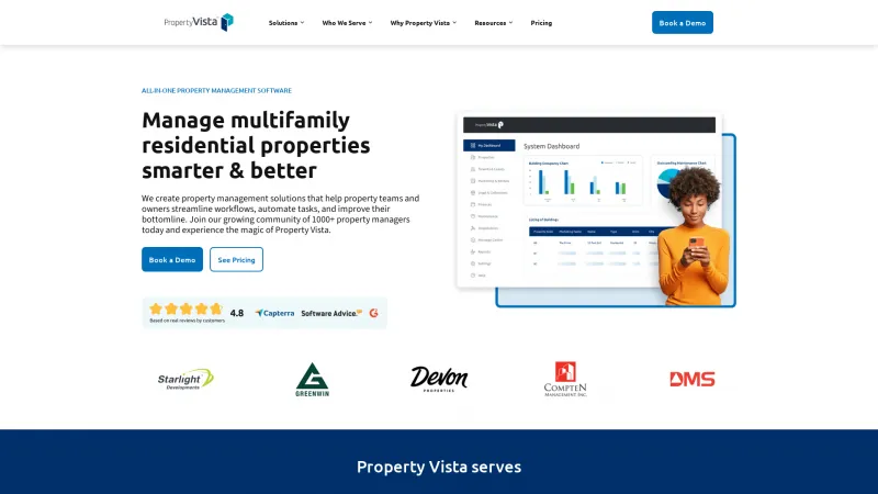 Homepage of Property Vista