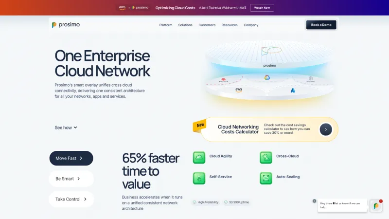 Homepage of Prosimo