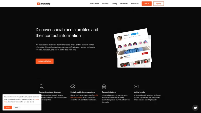 Homepage of Prospety