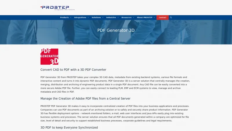 Homepage of PDF Generator 3D