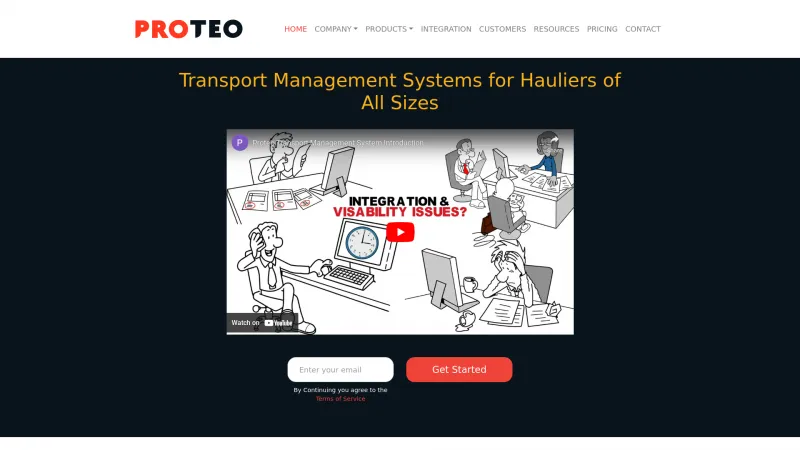 Homepage of Proteo Enterprise