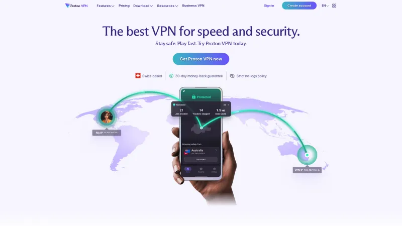 Homepage of Proton VPN