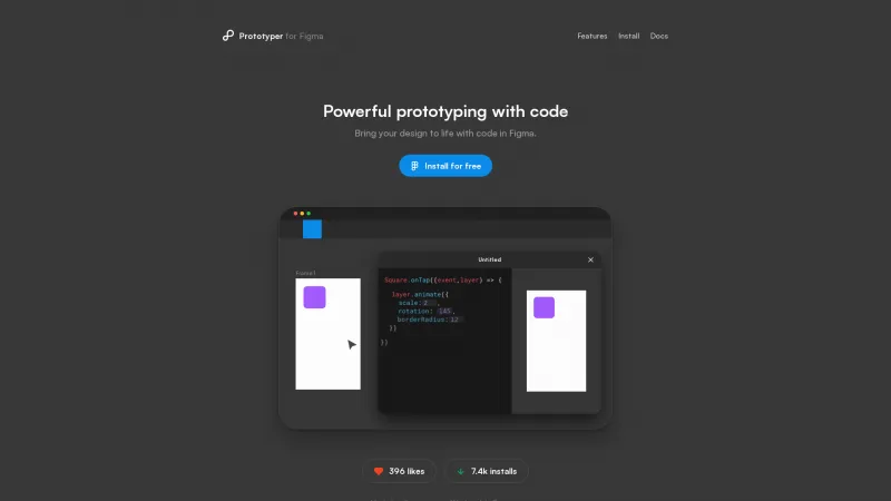 Homepage of Prototyper for Figma