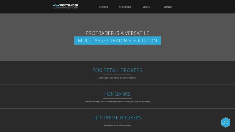 Homepage of Protrader