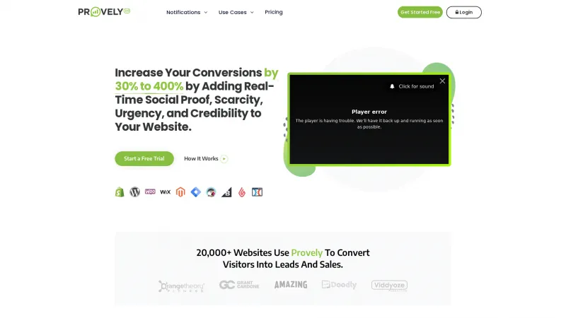 Homepage of Provely