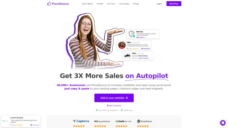 Homepage of ProveSource